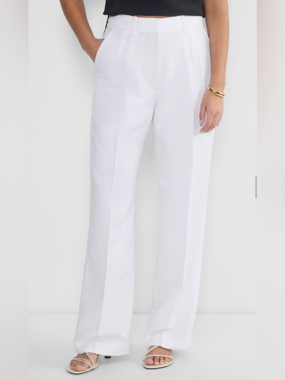 Aritzia Effortless White Linen Curve Fit Trousers Size 12 NWT